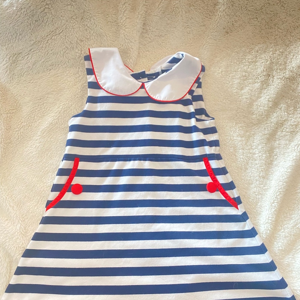 The Beaufort Bonnet Company Blue and White Striped Dress